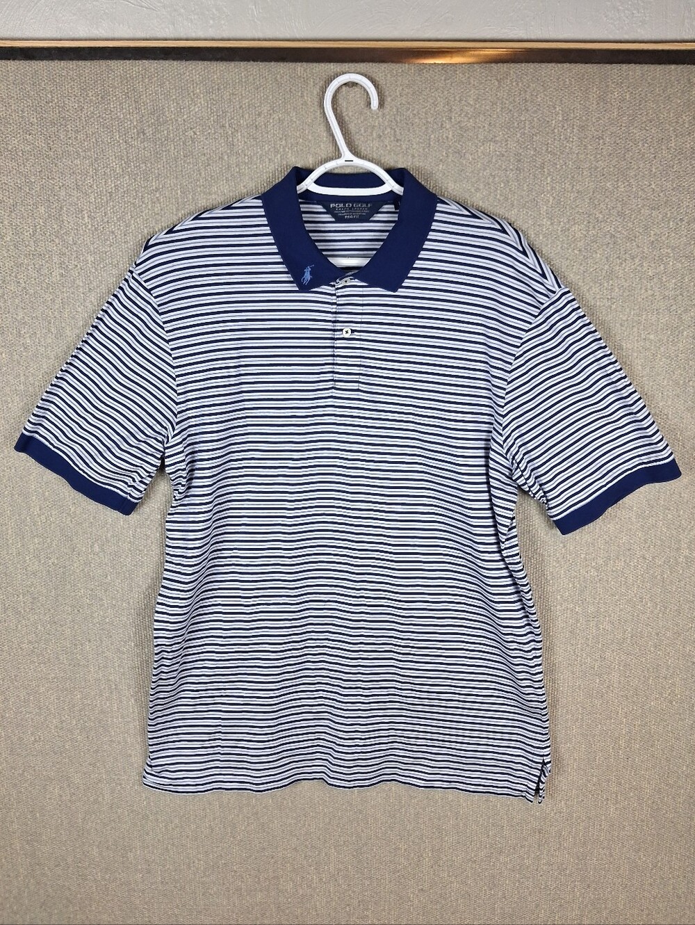 Polo Golf Ralph Lauren Striped Short Sleeve Performance Polo Shirt Navy White L
